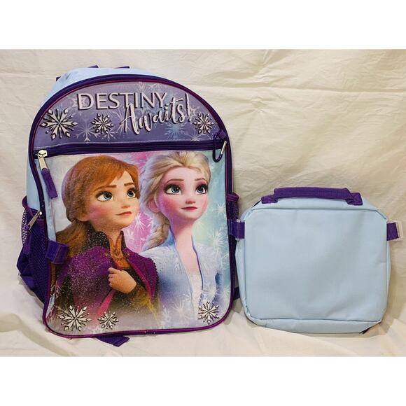 Frozen Backpack Fast Forward Large Blue Purple Glitter Lunch Bag Disney Elsa - Picture 11 of 12